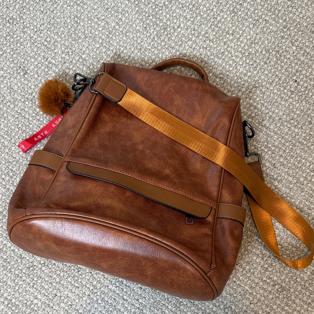 Elegant Brown Leather Women's Backpack